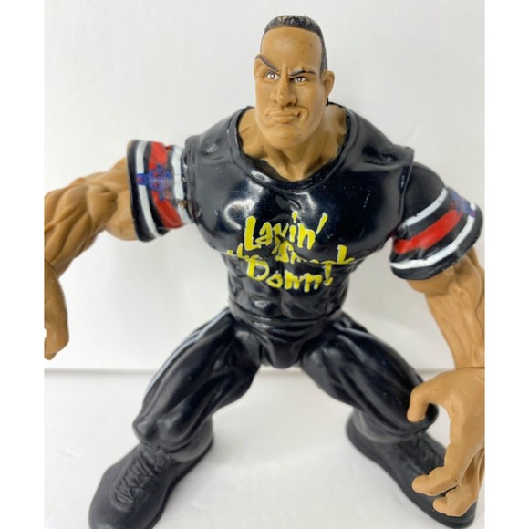 1999 WWF Jakks The Rock "Layin' the Smack Down" Maximum Sweat Series 3 Figure - Picture 4 of 11